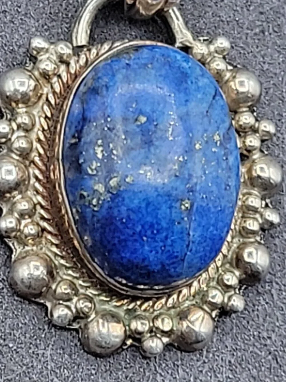 Sterling Silver & Lapis Lazuli Bubble Pendant Necklace 925 18" Chain 8.78 grams - Picture 8 of 14